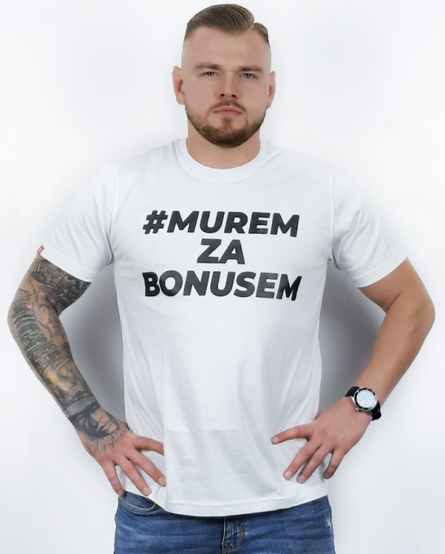 T-SHIRT MUREM ZA BONUSEM BIAŁA NEW