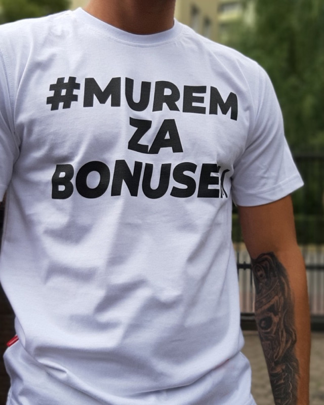 T-SHIRT MUREM ZA BONUSEM BIAŁA NEW
