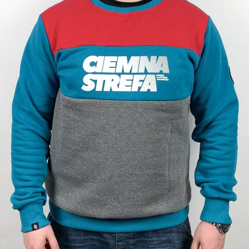 BLUZA MĘSKA CIEMNA STREFA CZERWONY-MORSKI-MELANŻ KLASYK