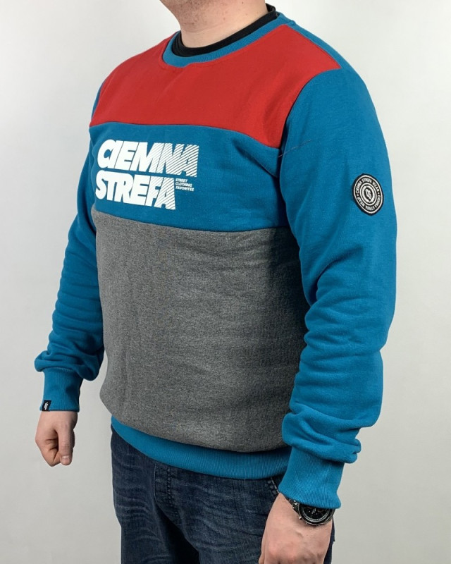 BLUZA MĘSKA CIEMNA STREFA CZERWONY-MORSKI-MELANŻ KLASYK