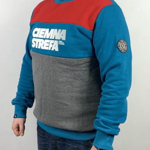 BLUZA MĘSKA CIEMNA STREFA CZERWONY-MORSKI-MELANŻ KLASYK