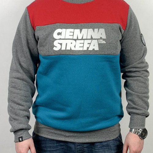 BLUZA MĘSKA CIEMNA STREFA CZERWONY-MELANŻ-MORSKI KLASYK