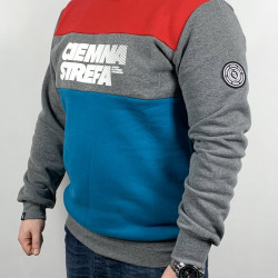 BLUZA MĘSKA CIEMNA STREFA CZERWONY-MELANŻ-MORSKI KLASYK