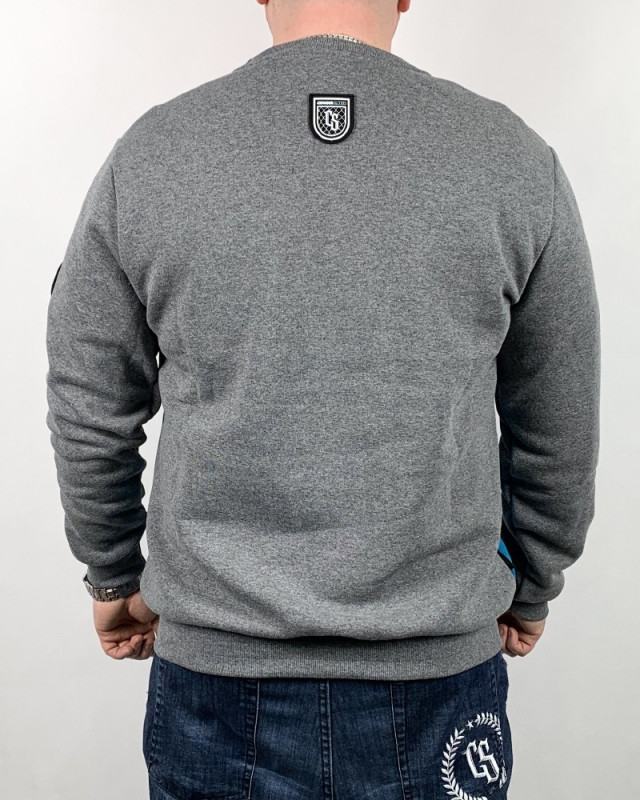 BLUZA MĘSKA CIEMNA STREFA CZERWONY-MELANŻ-MORSKI KLASYK