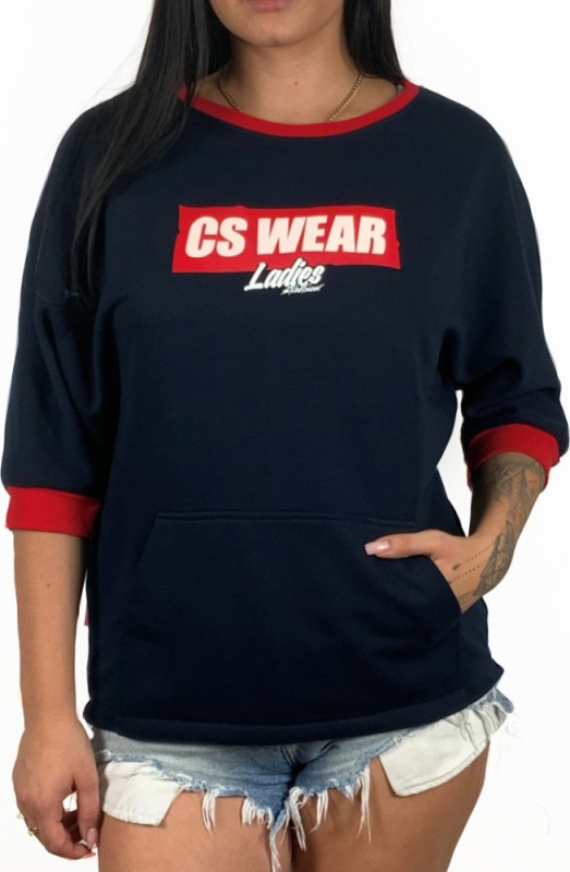 BLUZA DAMSKA OVERSIZE RĘKAW GRANAT - CZERWONA