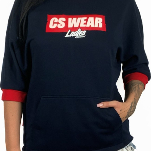 BLUZA DAMSKA OVERSIZE RĘKAW GRANAT - CZERWONA