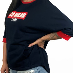 BLUZA DAMSKA OVERSIZE RĘKAW GRANAT - CZERWONA