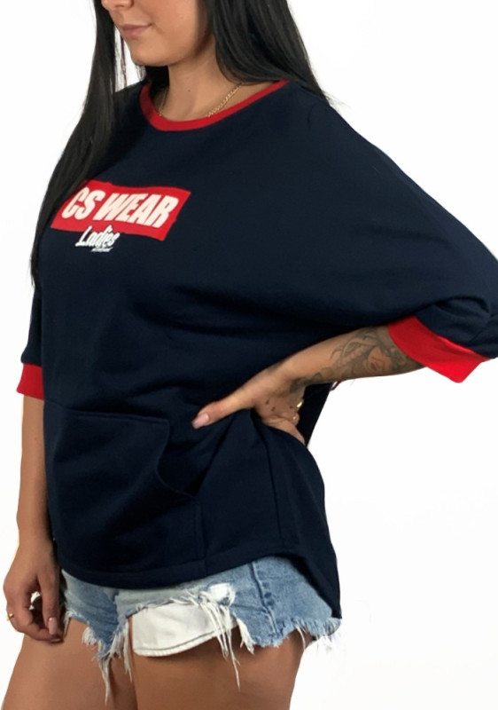 BLUZA DAMSKA OVERSIZE RĘKAW GRANAT - CZERWONA