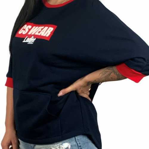 BLUZA DAMSKA OVERSIZE RĘKAW GRANAT - CZERWONA