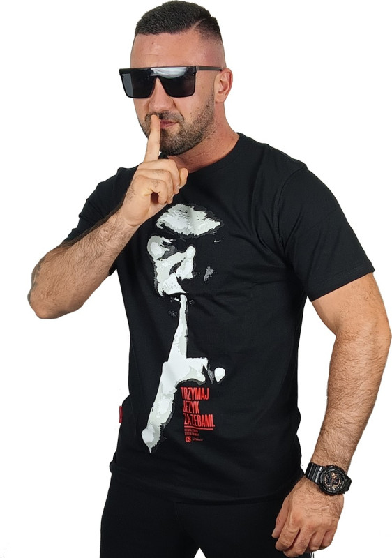 T-SHIRT CS TRZYMAJ JĘZYK ZA ZĘBAMI CZARNA