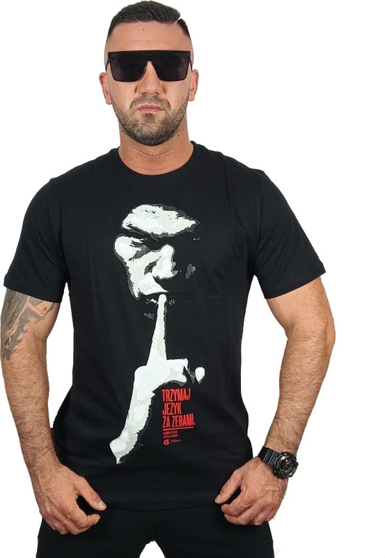 T-SHIRT CS TRZYMAJ JĘZYK ZA ZĘBAMI CZARNA