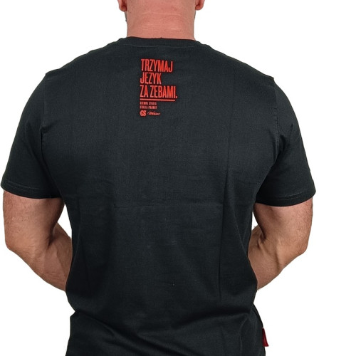 T-SHIRT CS TRZYMAJ JĘZYK ZA ZĘBAMI CZARNA