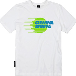 T-SHIRT BIAŁY CIEMNA STREFA GLOB / NEON-NIEBIESKI