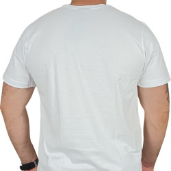 T-SHIRT BIAŁY CIEMNA STREFA GLOB / NEON-NIEBIESKI