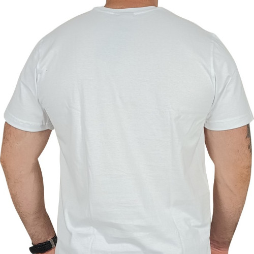 T-SHIRT BIAŁY CIEMNA STREFA GLOB / NEON-NIEBIESKI