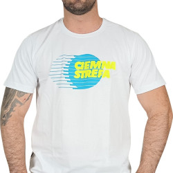 T-SHIRT BIAŁY CIEMNA STREFA GLOB / TURKUS-ŻÓŁTY