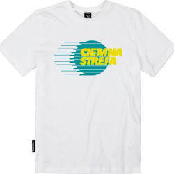 T-SHIRT BIAŁY CIEMNA STREFA GLOB / TURKUS-ŻÓŁTY