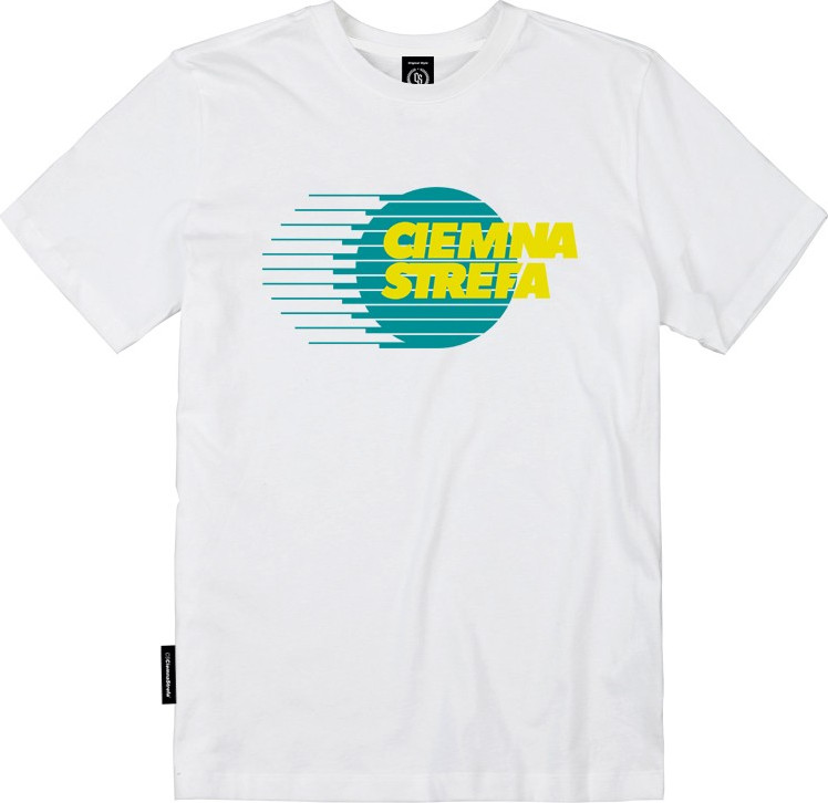 T-SHIRT BIAŁY CIEMNA STREFA GLOB / TURKUS-ŻÓŁTY