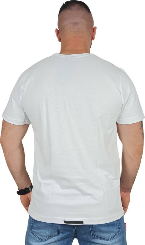 T-SHIRT BIAŁY CIEMNA STREFA GLOB / TURKUS-ŻÓŁTY