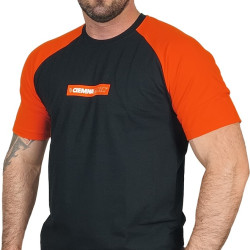 T-SHIRT REGLAN CIEMNA STREFA CLASSIC CZARNY-POMARAŃCZ