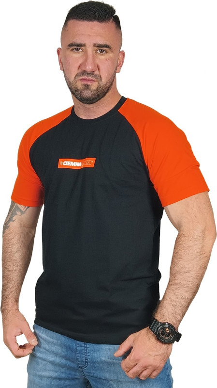 T-SHIRT REGLAN CIEMNA STREFA CLASSIC CZARNY-POMARAŃCZ