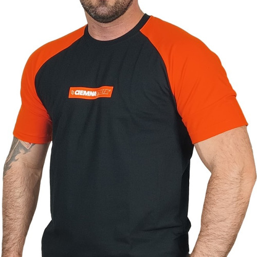 T-SHIRT REGLAN CIEMNA STREFA CLASSIC CZARNY-POMARAŃCZ