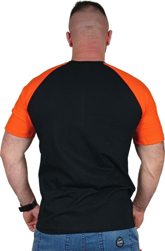 T-SHIRT REGLAN CIEMNA STREFA CLASSIC CZARNY-POMARAŃCZ