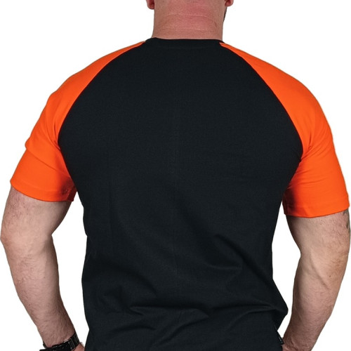 T-SHIRT REGLAN CIEMNA STREFA CLASSIC CZARNY-POMARAŃCZ
