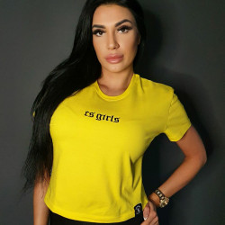 T-SHIRT DAMSKI CROP TOP CS GIRLS ŻÓŁTA