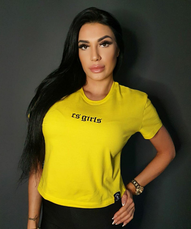 T-SHIRT DAMSKI CROP TOP CS GIRLS ŻÓŁTA