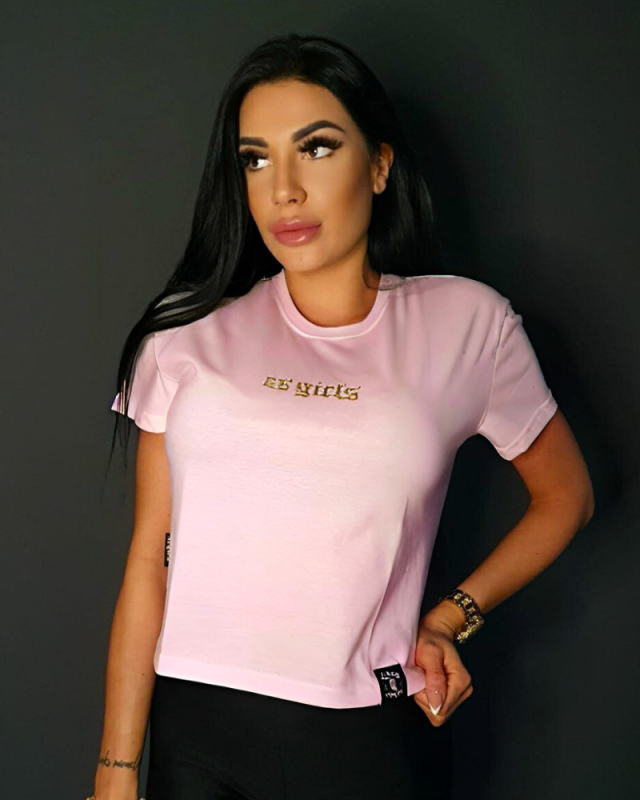 T-SHIRT DAMSKI CROP TOP CS GIRLS PUDROWY RÓŻ