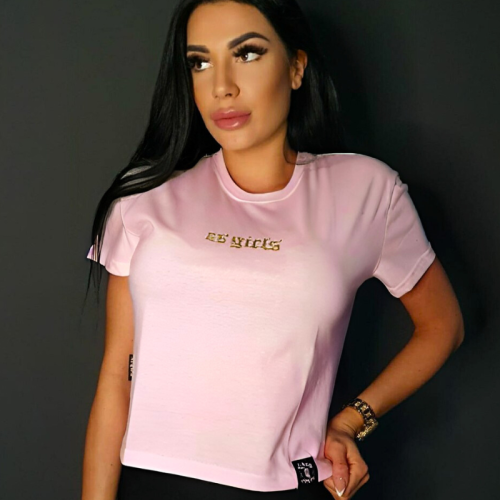 T-SHIRT DAMSKI CROP TOP CS GIRLS PUDROWY RÓŻ