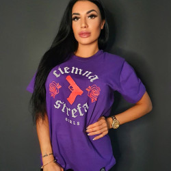 T-SHIRT DAMSKI FIOLET CIEMNA STREFA GUN - POMARAŃCZ