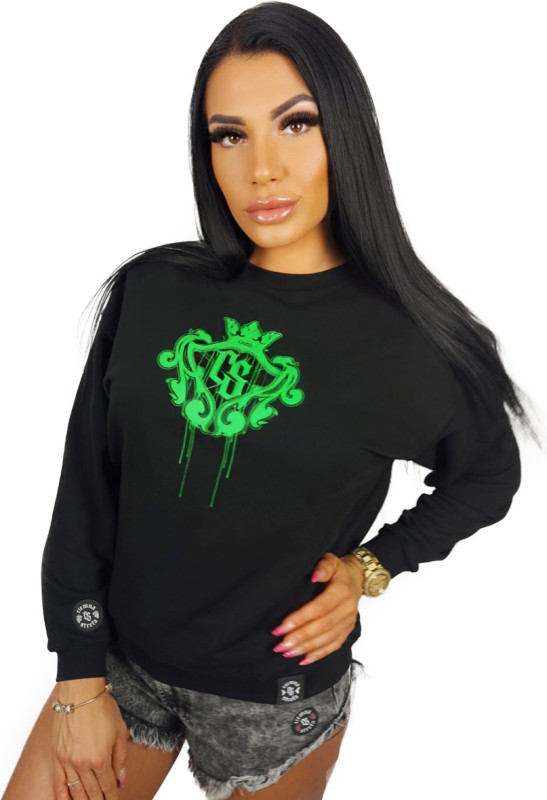 BLUZA KLASYK CZARNA CS GIRLS HERB ZIELONY