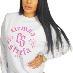 BLUZA KLASYK BIAŁA CS GIRLS ROSE - PINK