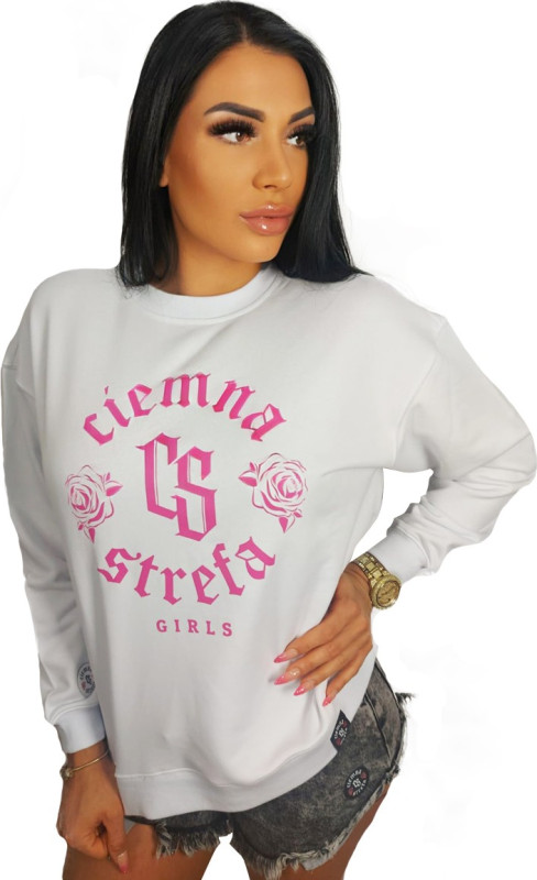 BLUZA KLASYK BIAŁA CS GIRLS ROSE - PINK