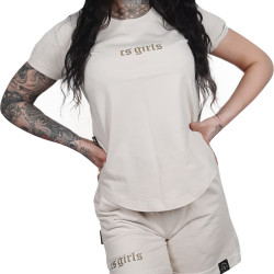 T-SHIRT DAMSKI PREMIUM CS GIRLS krem/złoto