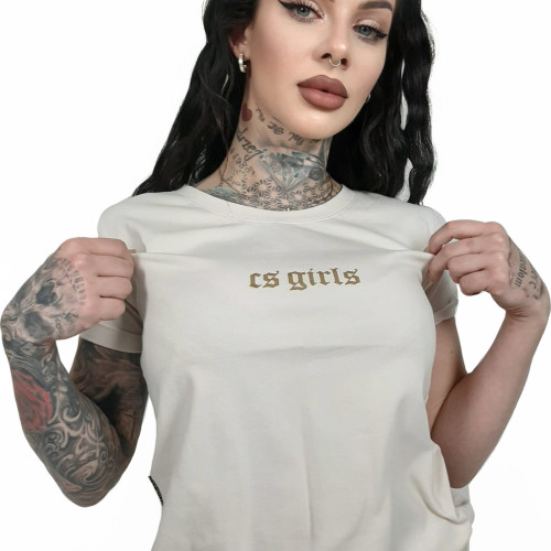 T-SHIRT DAMSKI PREMIUM CS GIRLS krem/złoto