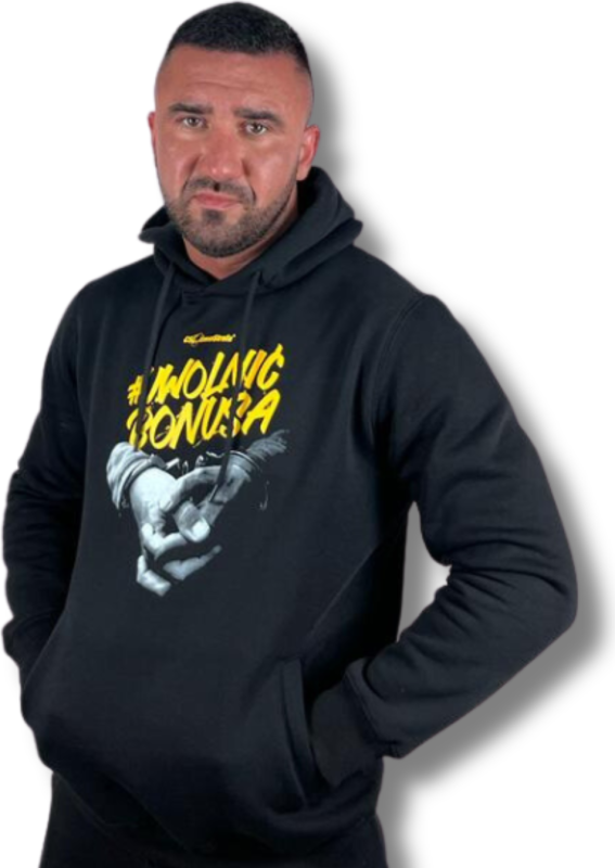 BLUZA KANGUR CIEMNA STREFA UWOLNIĆ BONUSA CZARNA/ ŻÓŁTY