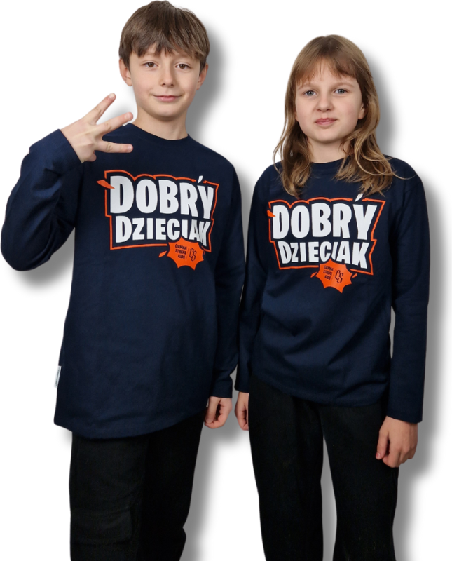 LONGSLEEV DOBRY DZIECIAK GRANAT/POMARAŃCZ