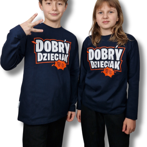 LONGSLEEV DOBRY DZIECIAK GRANAT/POMARAŃCZ