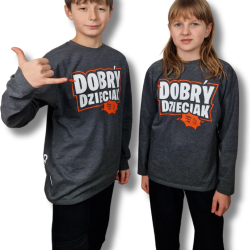 LONGSLEEV DOBRY DZIECIAK GRAFIT/POMARAŃCZ
