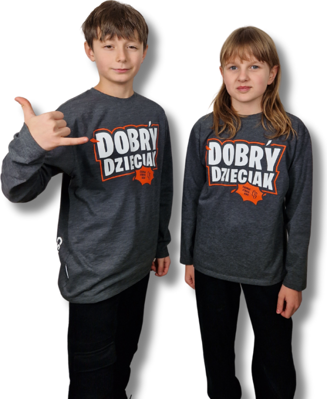 LONGSLEEV DOBRY DZIECIAK GRAFIT/POMARAŃCZ