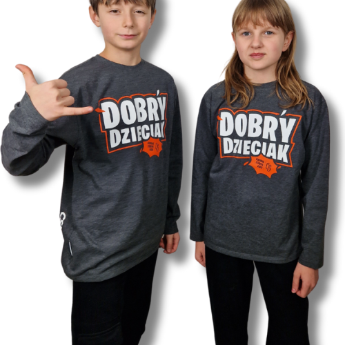 LONGSLEEV DOBRY DZIECIAK GRAFIT/POMARAŃCZ