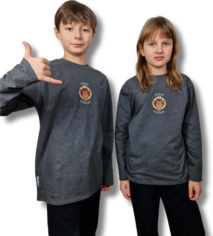 LONGSLEEV DOBRY DZIECIAK ANIMALS GRAFIT/MAŁPA