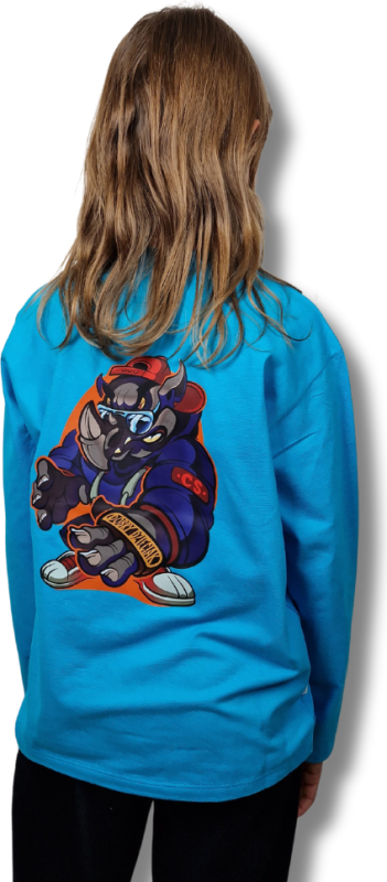 LONGSLEEV DOBRY DZIECIAK ANIMALS TURKUS/ NOSOROŻEC