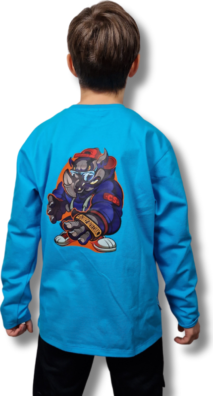 LONGSLEEV DOBRY DZIECIAK ANIMALS TURKUS/ NOSOROŻEC