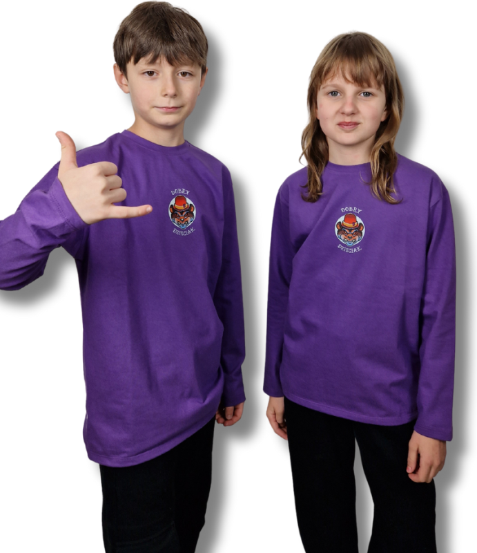 LONGSLEEV DOBRY DZIECIAK ANIMALS FIOLET/NIEDŹWIEDŹ