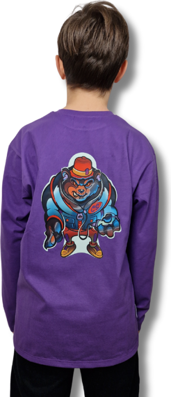 LONGSLEEV DOBRY DZIECIAK ANIMALS FIOLET/NIEDŹWIEDŹ