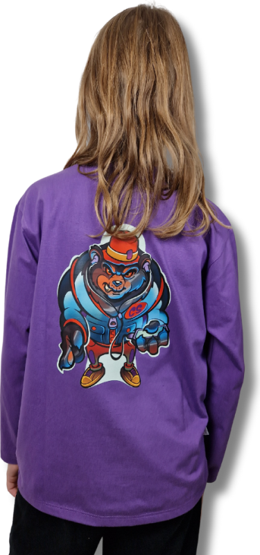 LONGSLEEV DOBRY DZIECIAK ANIMALS FIOLET/NIEDŹWIEDŹ